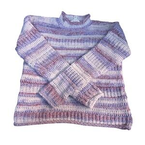 Time and Tru Women's Striped Sweater - Purple and Pink